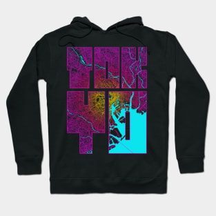 Tokyo, Japan City Map Typography - Neon Hoodie